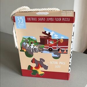 Mud Pie Firetruck Shaped Jumbo Floor Puzzle - Red and Brown